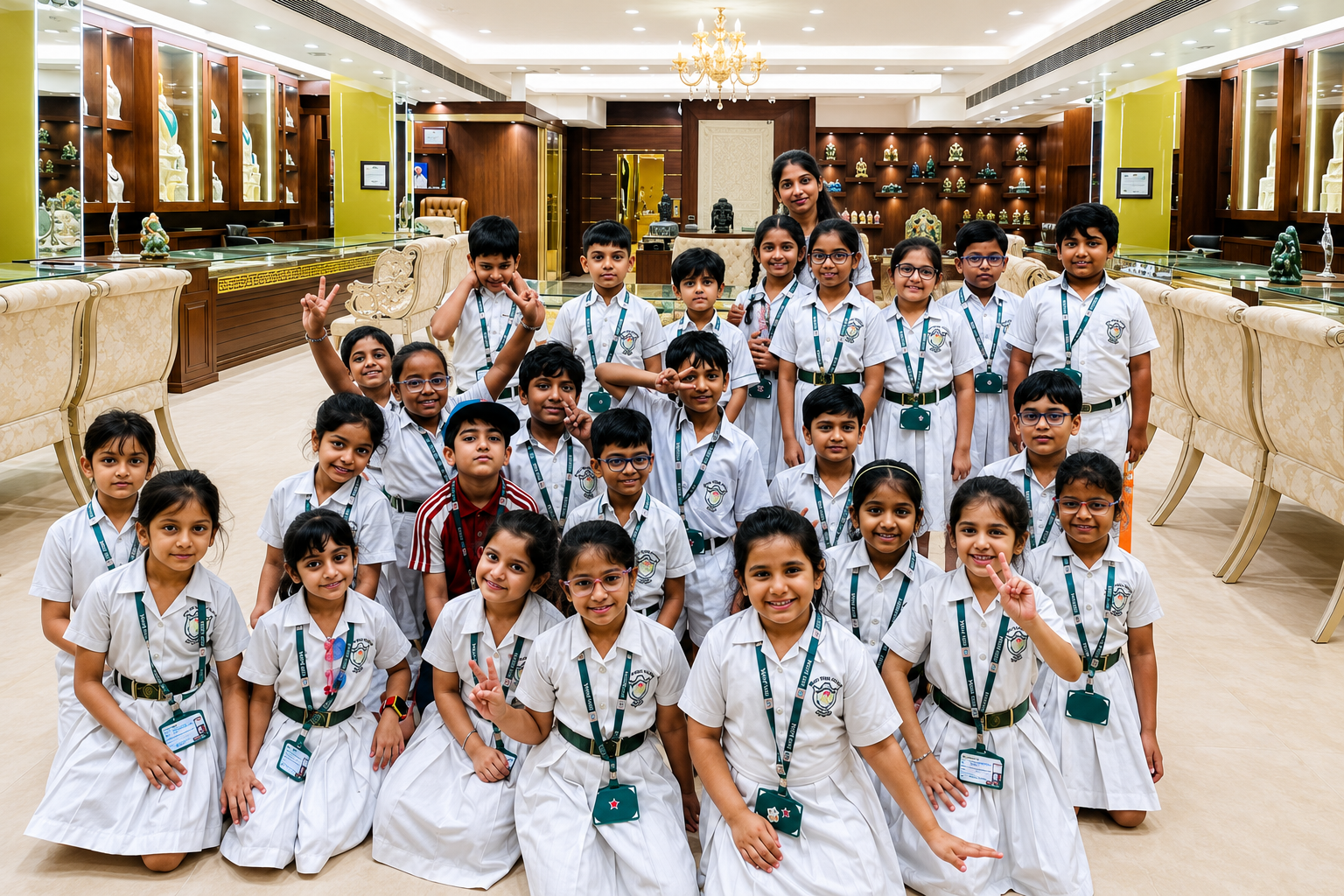 DPS Agra students on educational trip to a jewelry showroom